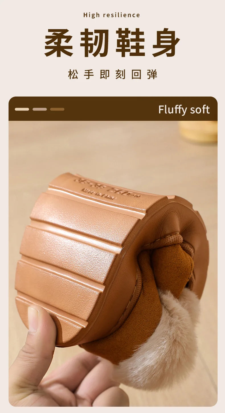 Women's Winter Warm Fuzzy Platform Slippers Suitable As Leisure Indoor and Outdoor Slides Slip On Cosy Fluffy Ladies' Snow Boots