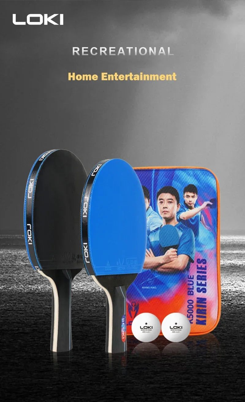 K5000 K3000 K1000 Table Tennis Racket Set 2pcs Home Entertainment Ping Pong Rackets with Blue Colour Ping Pong Rubber