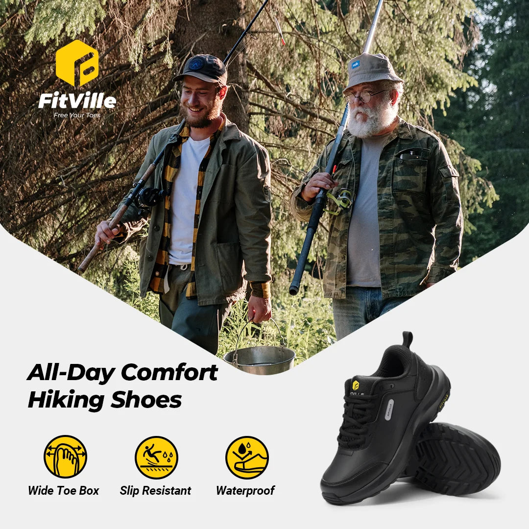 Men's Shoes Wide Width Outdoor Hiking Shoes Lightweight Breathable for Swollen Feet Correction Toes Relieve Pain