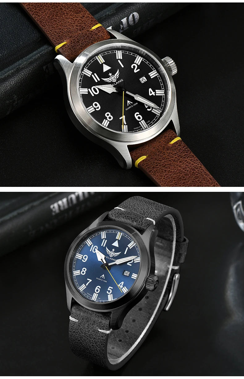 Yelang V1021 Men Quartz Watch 42mm Swiss Ronda Movement Luminous T100 100m Waterproof Men's Diving Watch 316L Stainless Sapphire