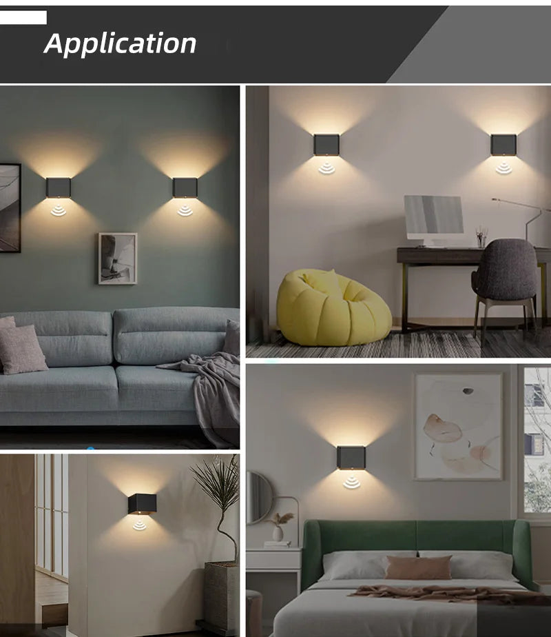 LED-wandlamp, USB-oplaadbaar, aluminium, nachtlampje voor binnen, met bewegingssensor voor slaapkamer, gang, trap, kamerverlichting