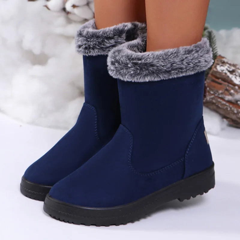 Winterlaarzen voor dames 2025 Trendschoenen Dames Platform Damesschoenen Platte Halfhoge Laarzen Platform Winterlaarzen voor dames Botas Mujer