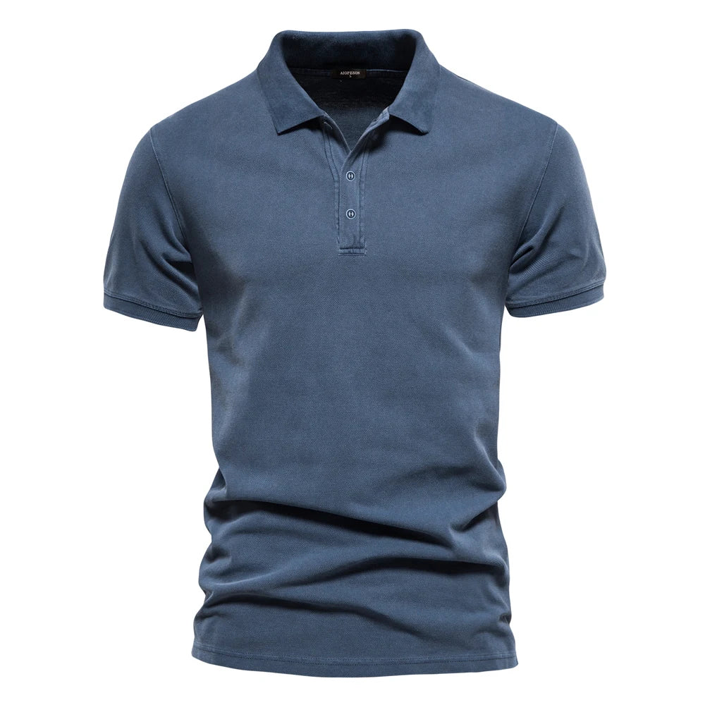 Men's 100% Cotton Solid Colour Polo Shirts Casual Short Sleeve Turndown Fashion Streetwear Shirts For Men