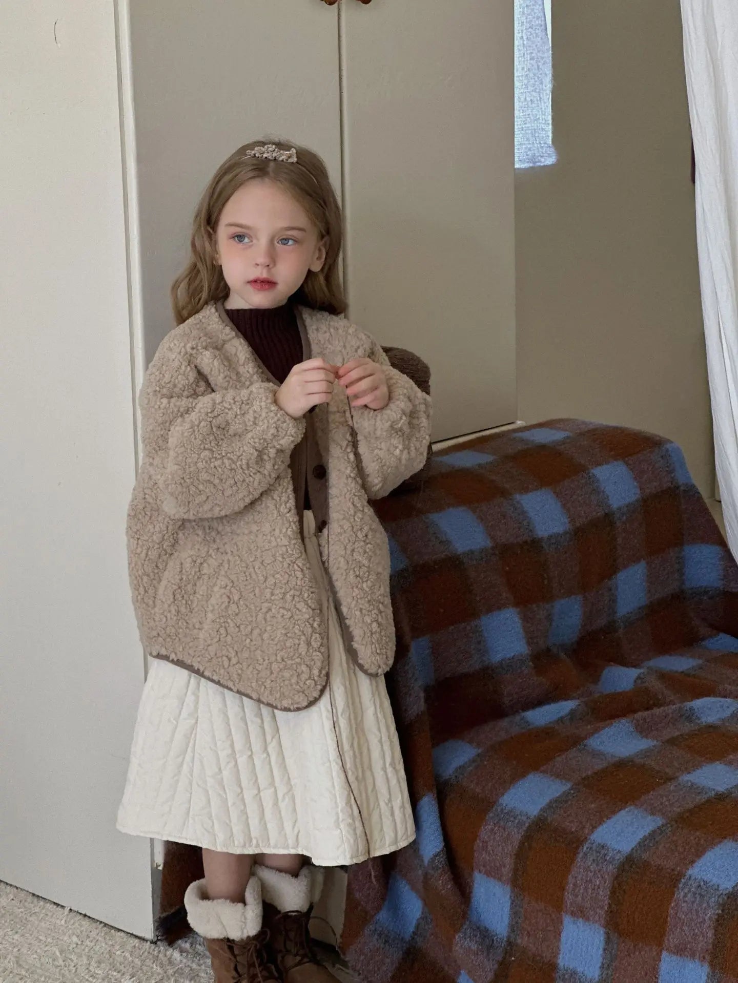 Children's Fleece Coat Spring Autumn Korean Style Female Loose Coat Kid's Thick Casual Outwear Girls Clothing 2-7Y Girls