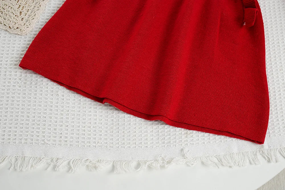 Autumn Kids Knit Dress Cute Solid Colour Girls Sweater Thin Children Clothes Baby Princess Dress 9M-5T Girls