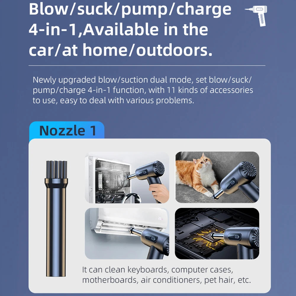 290000Pa Wireless Car Vacuum Cleaner – Handheld Cordless Vacuum with Strong Suction for Car & Home Cleaning