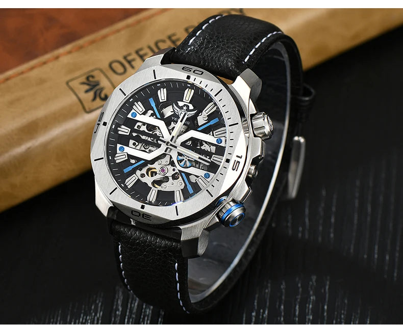 Yelang Men Dress Watch 44mm Vintage Dial Retro Business Luxury Sapphire Japan 8N40 Automatic Mechanical Waterproof 30Bar Reloj