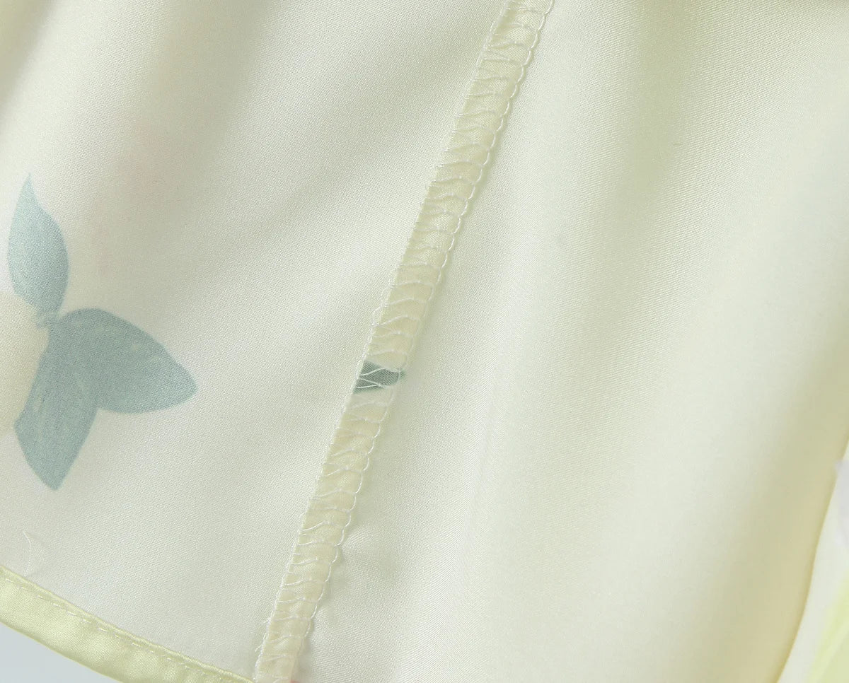 Cute Print Yellow Sexy Corset Style Sling Mini Dresses Women Summer A-line Holiday Dress Backless Robe