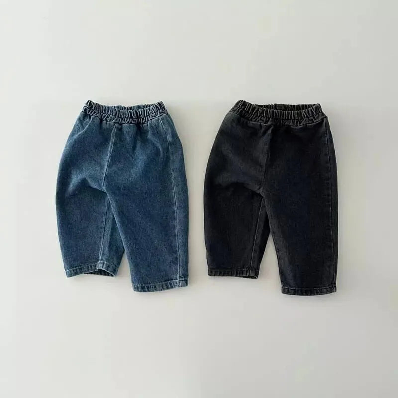 Spring Kids Trousers Korean Style Girls Boys Jeans Skinny Base Denim Trousers 4-12Y Unisex