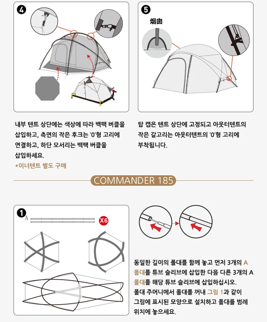 Camping Tent Commander Dome Tent Shelter Waterproof Windproof Ultra-light 70D Nylon 160/185/245CM
