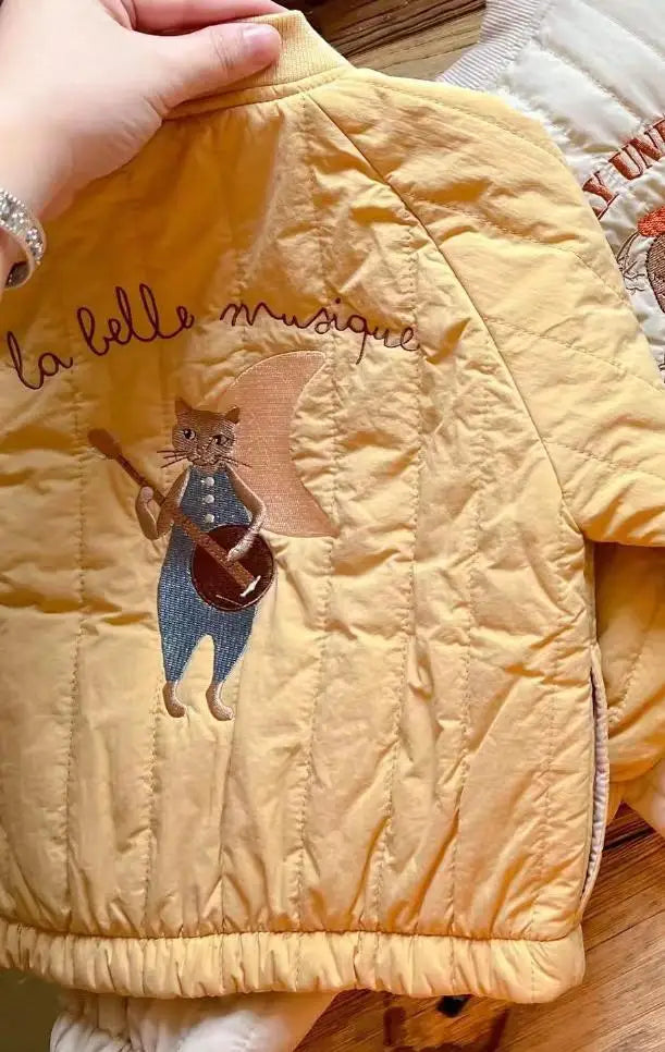 2025 Winter New Baby Thick Warm Coat Children Cotton Padded Jacket Infant Girl Cartoon Baseball Uniform Kids Boys Quilted Jacket 1-3Y