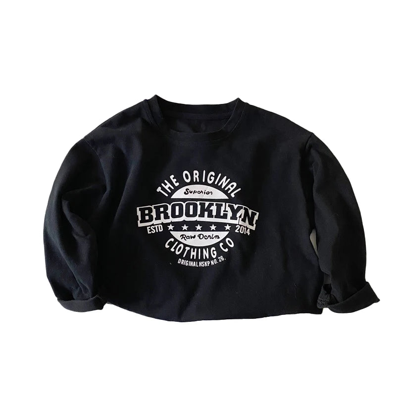 New Autumn Kids Long-Sleeved T-Shirt Girls Cute Letter Loose Fitting Tee Children Boys Handsome Tops Undershirt 2-7T Unisex