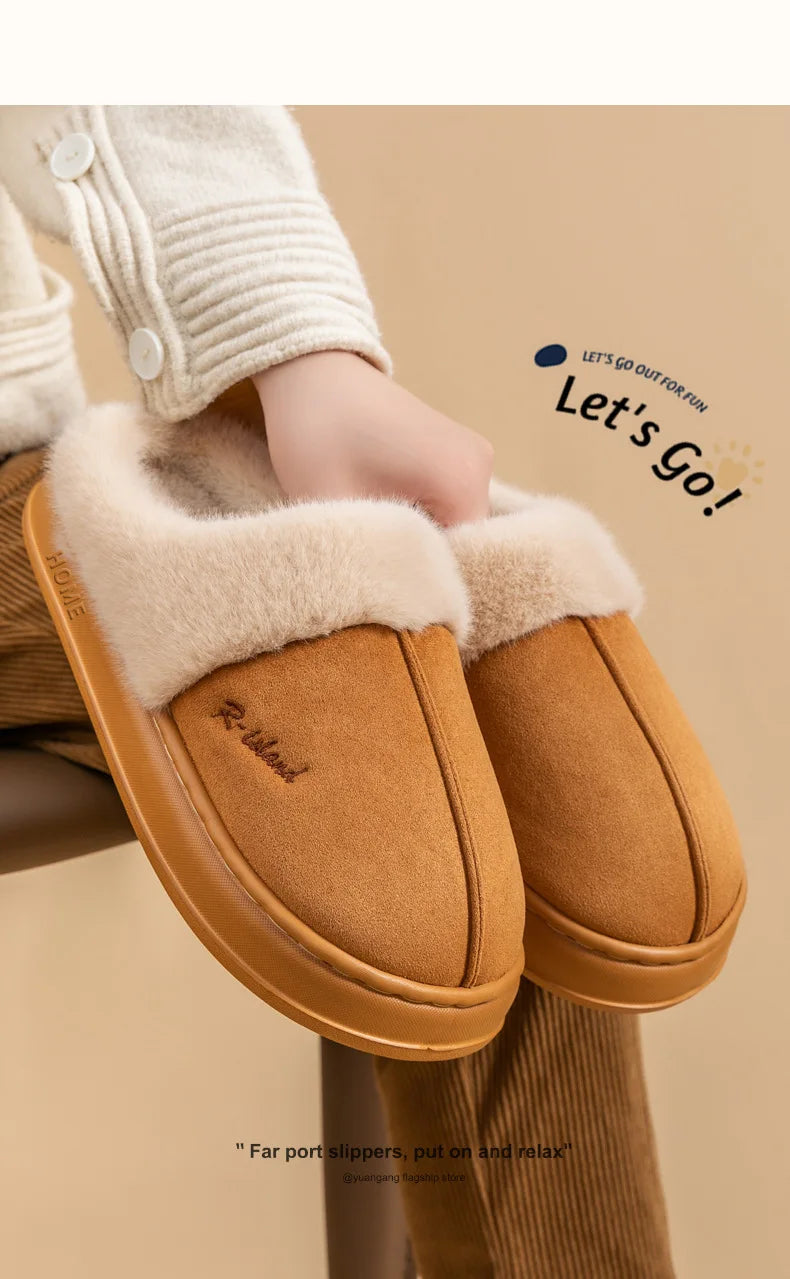 Women's Winter Warm Fuzzy Platform Slippers Suitable As Leisure Indoor and Outdoor Slides Slip On Cosy Fluffy Ladies' Snow Boots
