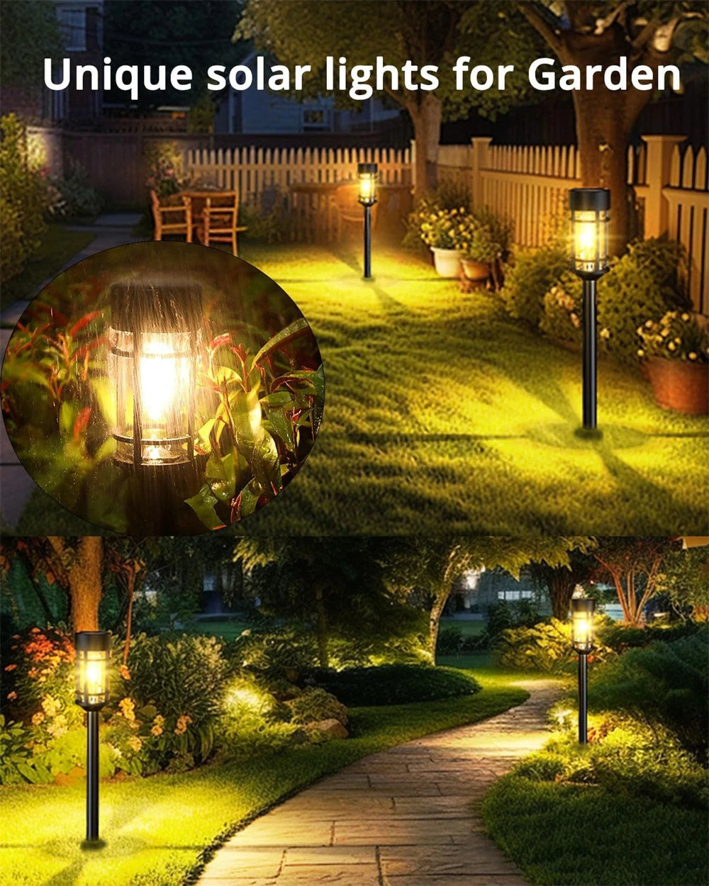 2 stuks waterdichte, op zonne-energie werkende padverlichting voor oprit, tuin, gazon, patio en decoratie.