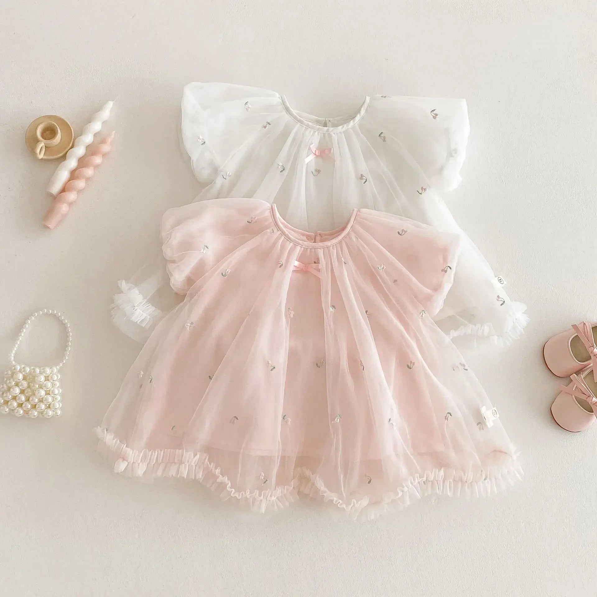 2025 Summer Girls' Clothing Baby Children's Exquisitely Embroidered Tulle Princess Dresses Kids Birthday Dress 0-5Y Girls