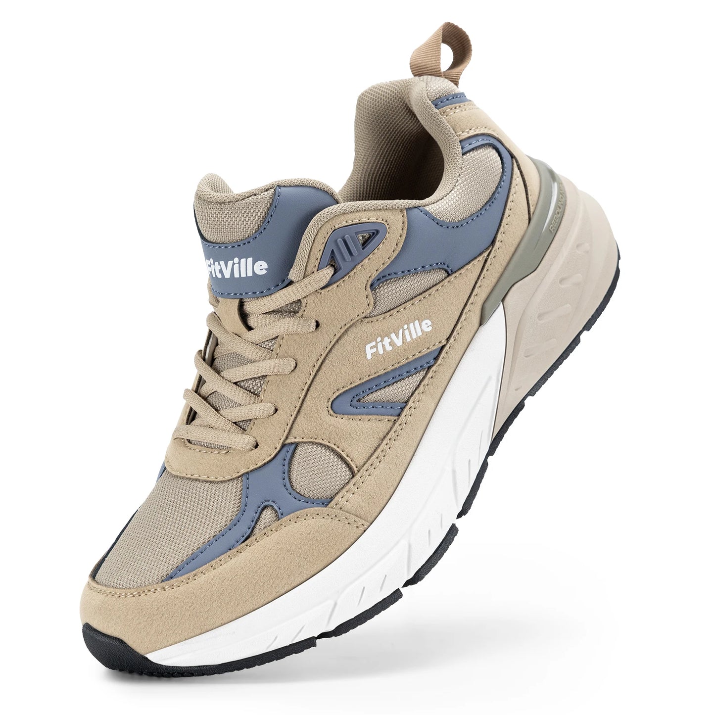 Men's Walking Shoe Wide Width Sneakers with Arch Support For Flat Feet Heel Pain Relief in Plantar Fasciitis