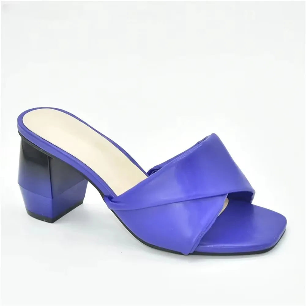 Italian Ladies Shoes Nigerian Women Shoes Pu Leather Sling Back Slipper for Party Open Toe Pumps High Heels Sexy Ladies