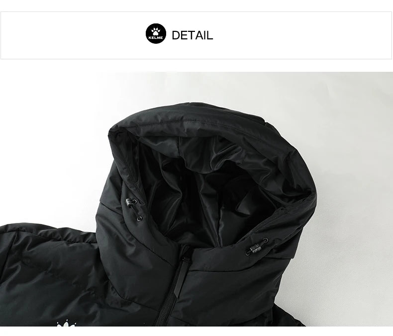 Men's Winter Jacket Long Sports Training Hooded Coat Outwear Warm Silk Cotton Windproof Cotton Clothing