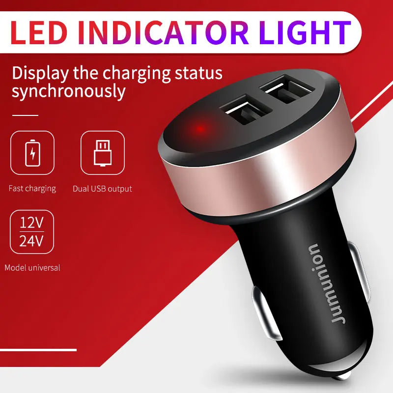 Fast Charge Car Charger High Speed Vehicle Charger 240W For Samsung iPhone Xiaomi Pixel With Led Signal Light 2USB Ports Adapter