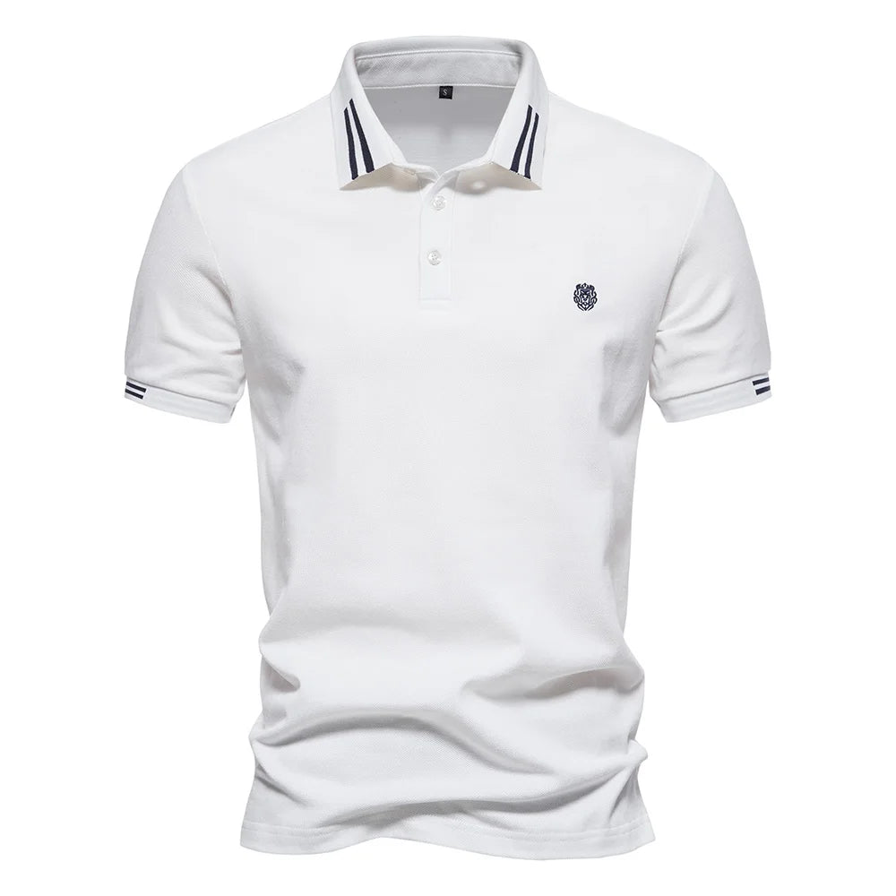 Men's Cotton Polos Solid Colour Classic Polo Shirt Men Short Sleeve Top Quality Casual, Business, & Social Polo Shirt