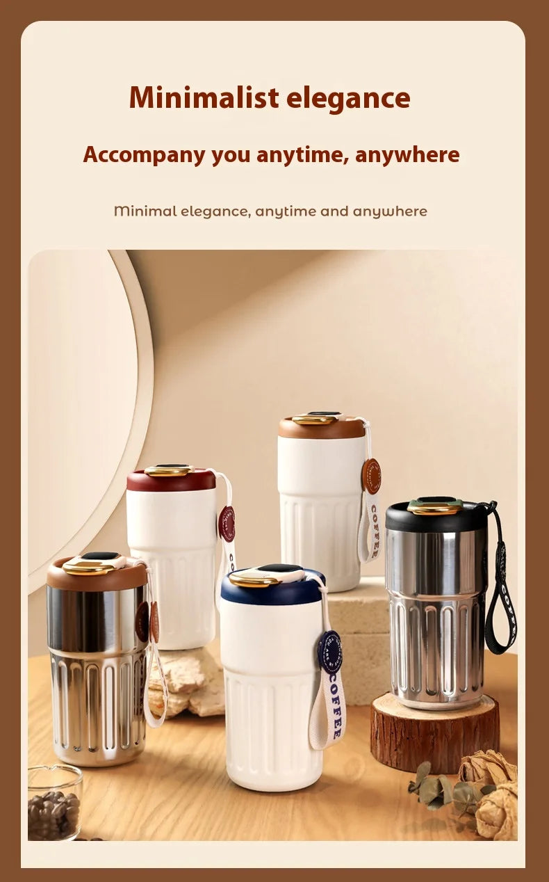 316 SS Smart Vacuum Insulated Thermos Flask - 24/12Hr Hot/Cold Retention, Leakproof, Minimalist Design, Travel Coffee Mug for