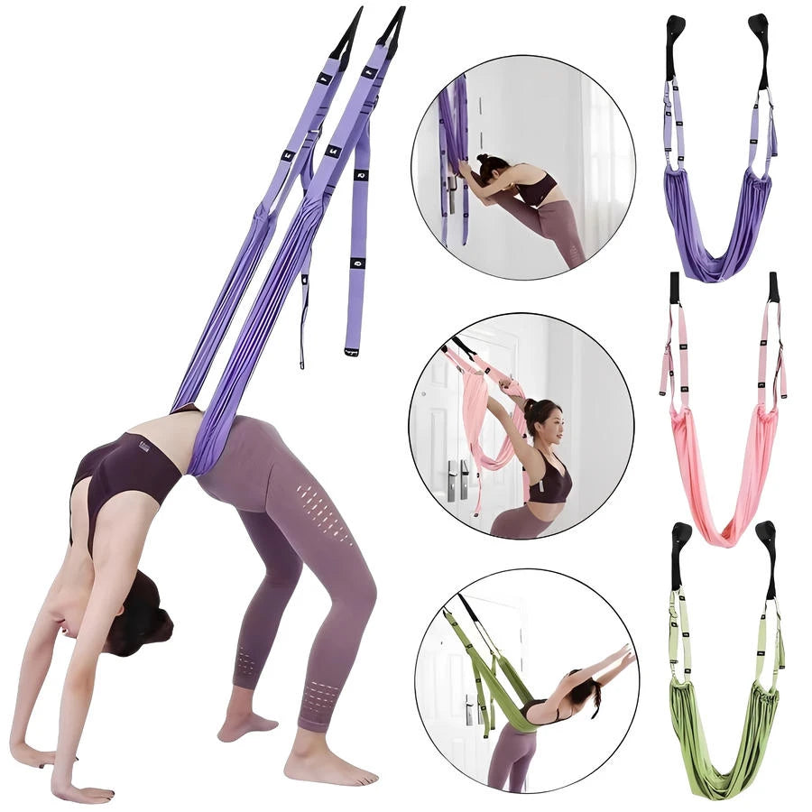 Yoga Strap Stretch Band, Elastic Fitness Rope, and Universal Back & Leg Belt For Home Backbend & Handstand Inversion Training Hammock