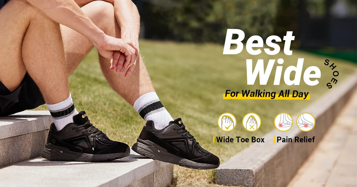 Men's Extra Wide, Lightweight & Non-Slip Running / Walking Shoes - Sneakers For Flat Feet, Arch Fit & Heel Pain Relieve