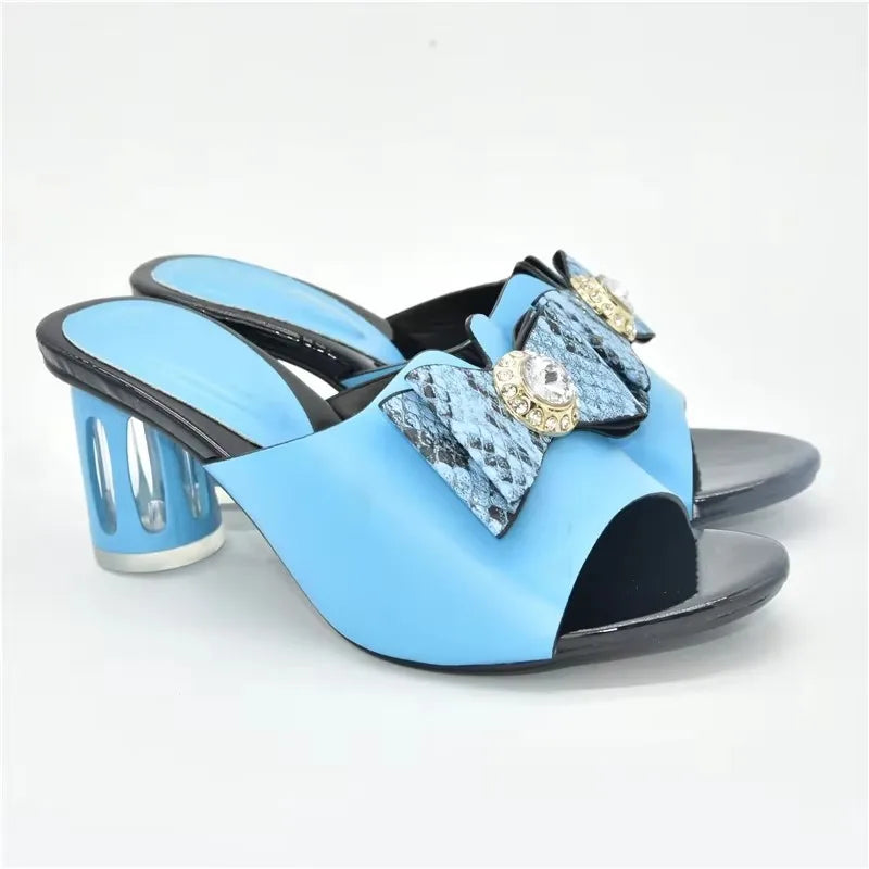 Ladies Bridal Wedding Nigeria Shoes with Rhinestones Italian High Heels Wedding Slippers Italian Women Party Pumps