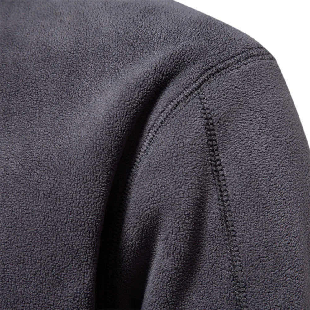 Men's Thickened Warm Fleece Sweatshirt Jacket Quarter Zipper Mock Neck Pullover Men's Sweatshirt Soft Shell Jacket