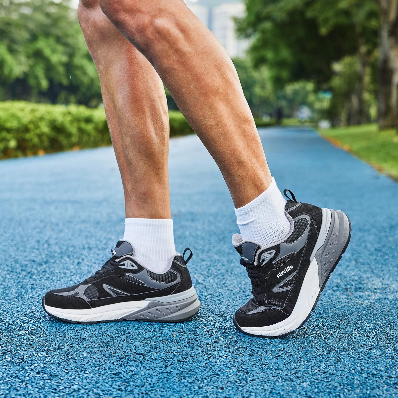 Men's Walking Shoe Wide Width Sneakers with Arch Support For Flat Feet Heel Pain Relief in Plantar Fasciitis