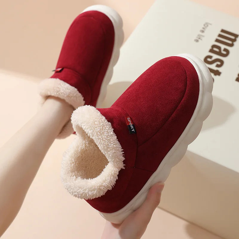 Men's Winter Cotton Indoor and Outdoor Shoes Non-Slip Fully Warm Cosy Platform Fuzzy House Slippers