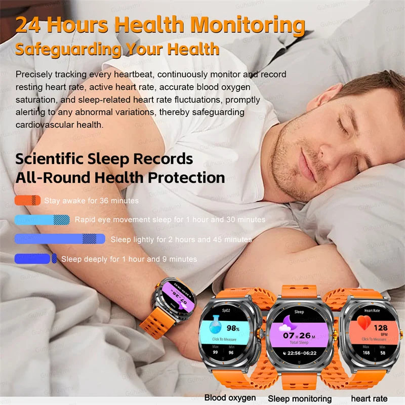 2025 Outdoor Sport Smartwatch AMOLED-scherm Hartslagmeter Waterdicht Bellen TWS Headset Smartwatch Voor Mannen - Compatibel met HUAWEI &amp; Samsung Galaxy IOS