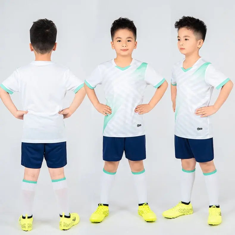 Boys Football Jersey tracksuit Child Soccer Sports Uniforms Kids Play Ball Sportswear Kits vest children's football suit Socks 1