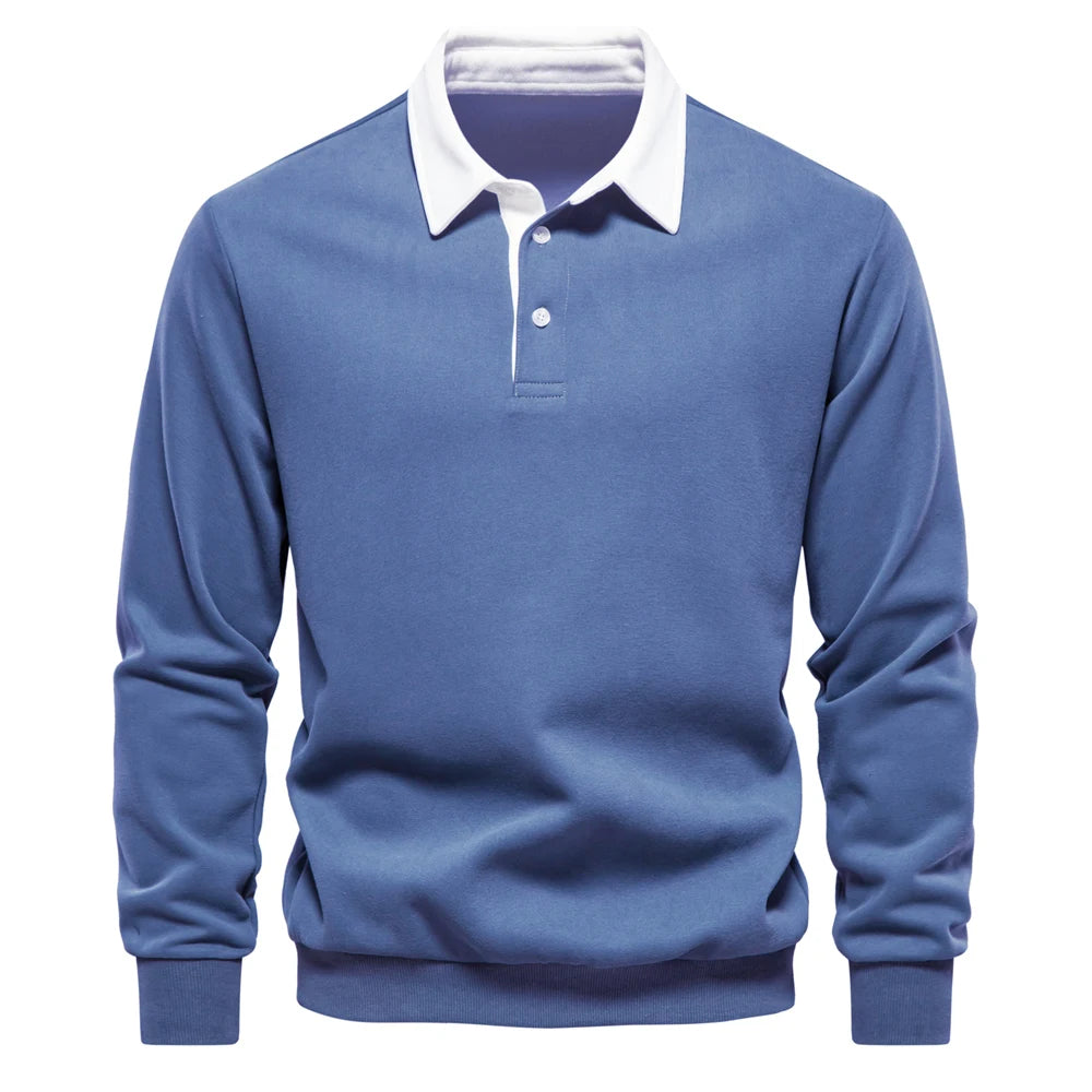 Autumn Fashion Design Polo Neck Sweatshirts For Men Casual and Social Wear Quality Cotton Sweatshirts
