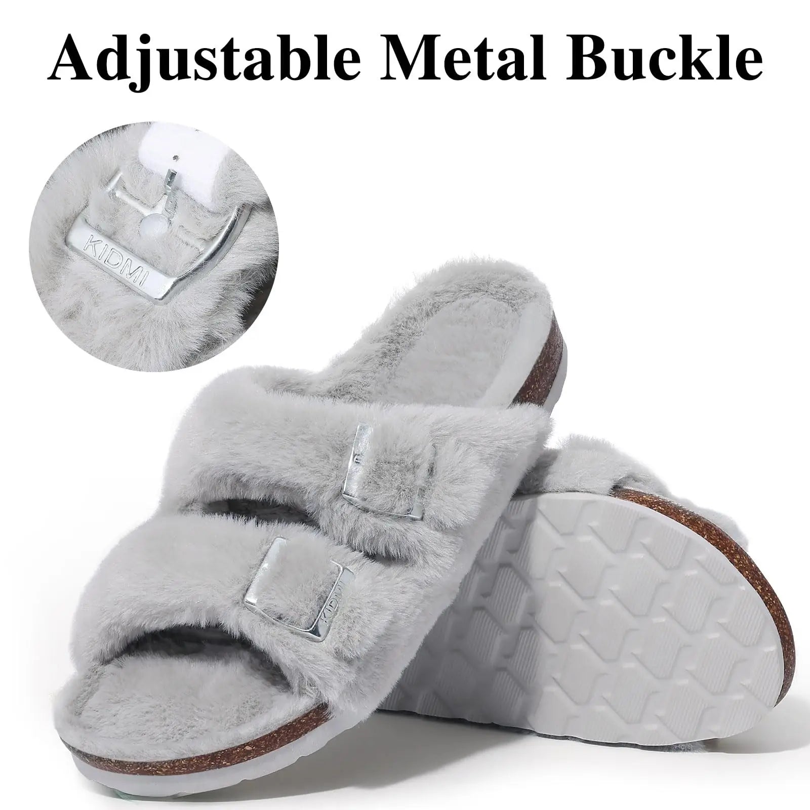 Women's Winter Warm Leisure Slippers Non-Slip Outdoor Slides Cork Insole Cosy Slip-On With Arch Support Suitable As Ladies' Sandals
