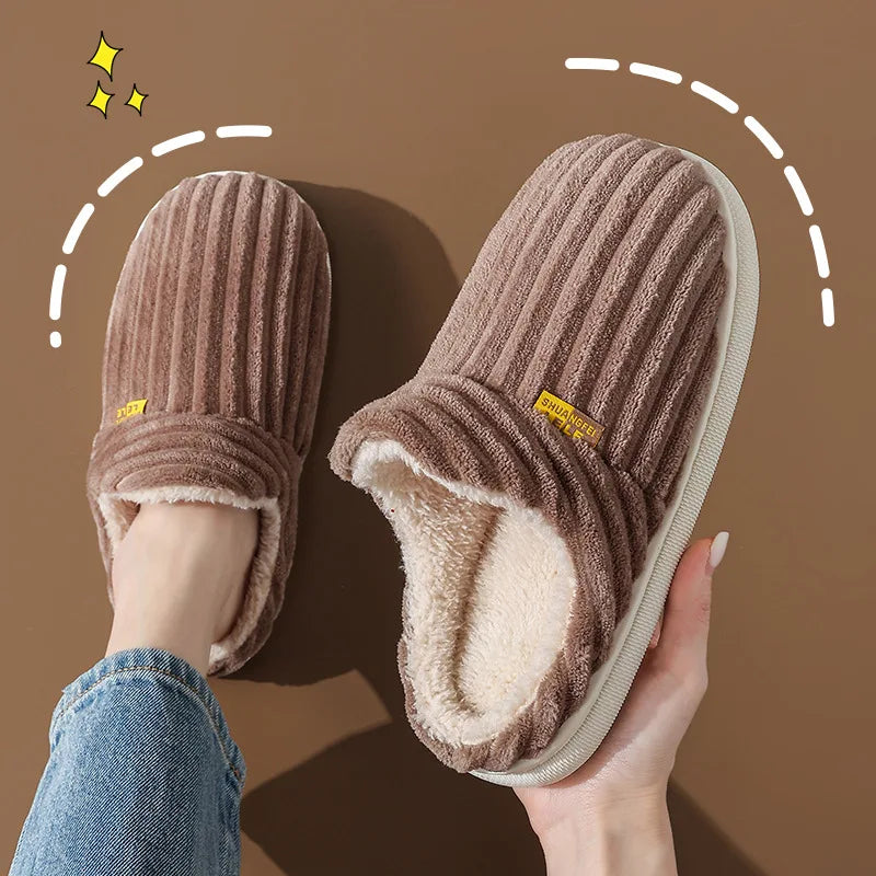 Unisex Warm Plush Fur Winter Slippers Indoor and Outdoor Fluffy Warm Fuzzy House Shoes With Fuzzy Soft Furry For Men & Women