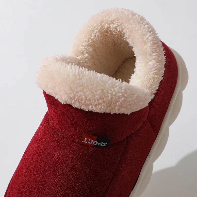 Men's Winter Cotton Indoor and Outdoor Shoes Non-Slip Fully Warm Cosy Platform Fuzzy House Slippers