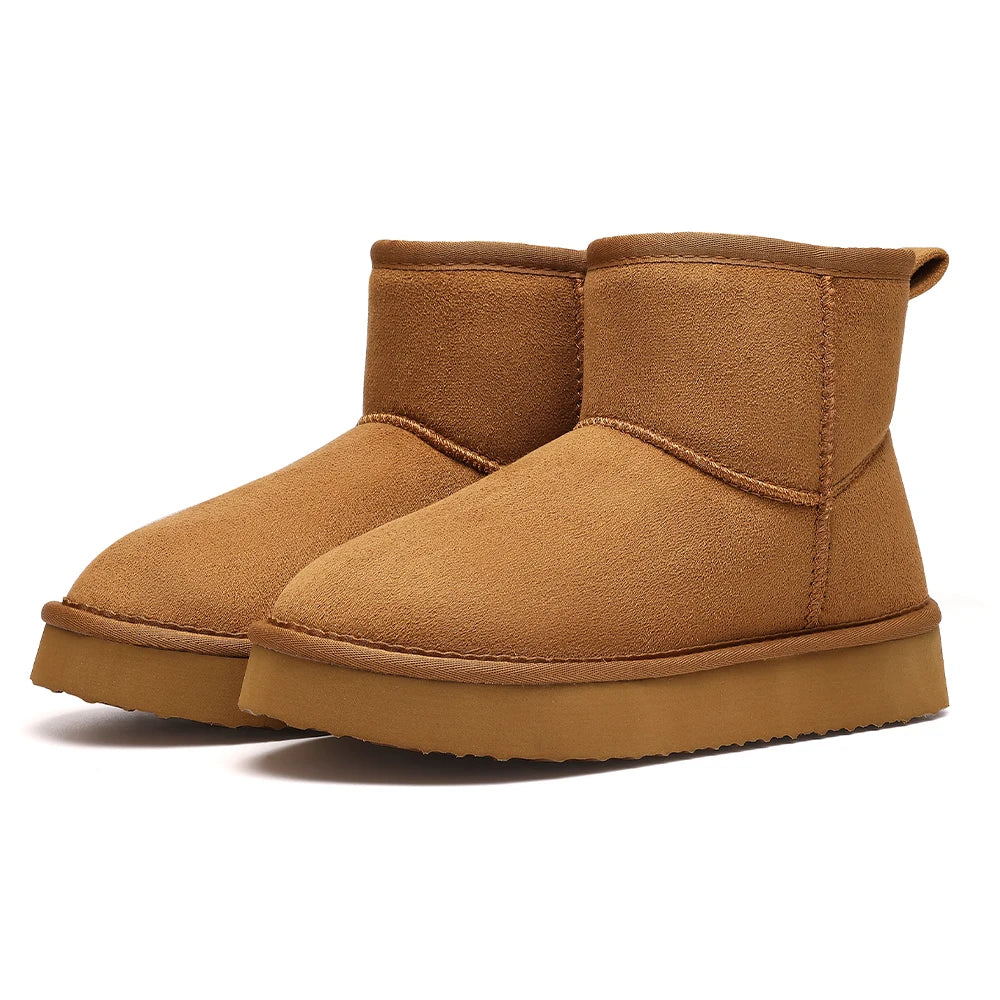 Women's Winter Classic Snow Boots Warm and Comfy Flat Furry Boots Outdoor and Indoor Non-Slip Fluffy Female Cotton Shoes