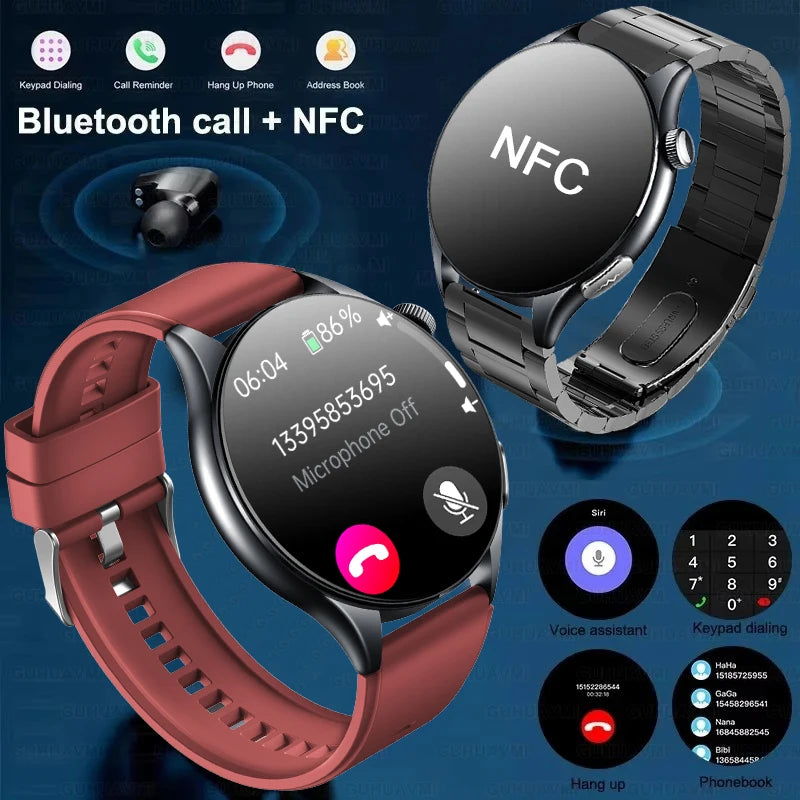 2025 Nieuw Smart Watch NFC ECG+PPG Bloedzuurstof Urinezuur Bloeddruk Saffier Smartwatch Heren - Compatibel met Samsung Galaxy, Xiaomi en Huawei IOS