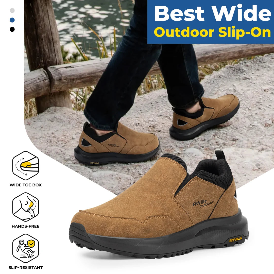 Men's Shoes Wide Hiking Comfortable Slip on Loafers Go Walking and Trekking Trails  Sneakers With Arch Support