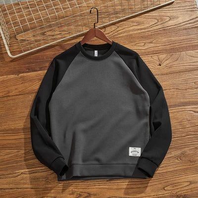 Herfst Nieuwe Amerikaanse Retro Tweekleurige Stiksels Hoodies Heren Gewassen O-hals Trui Gebreide Raglanmouwen Casual Sweatshirts