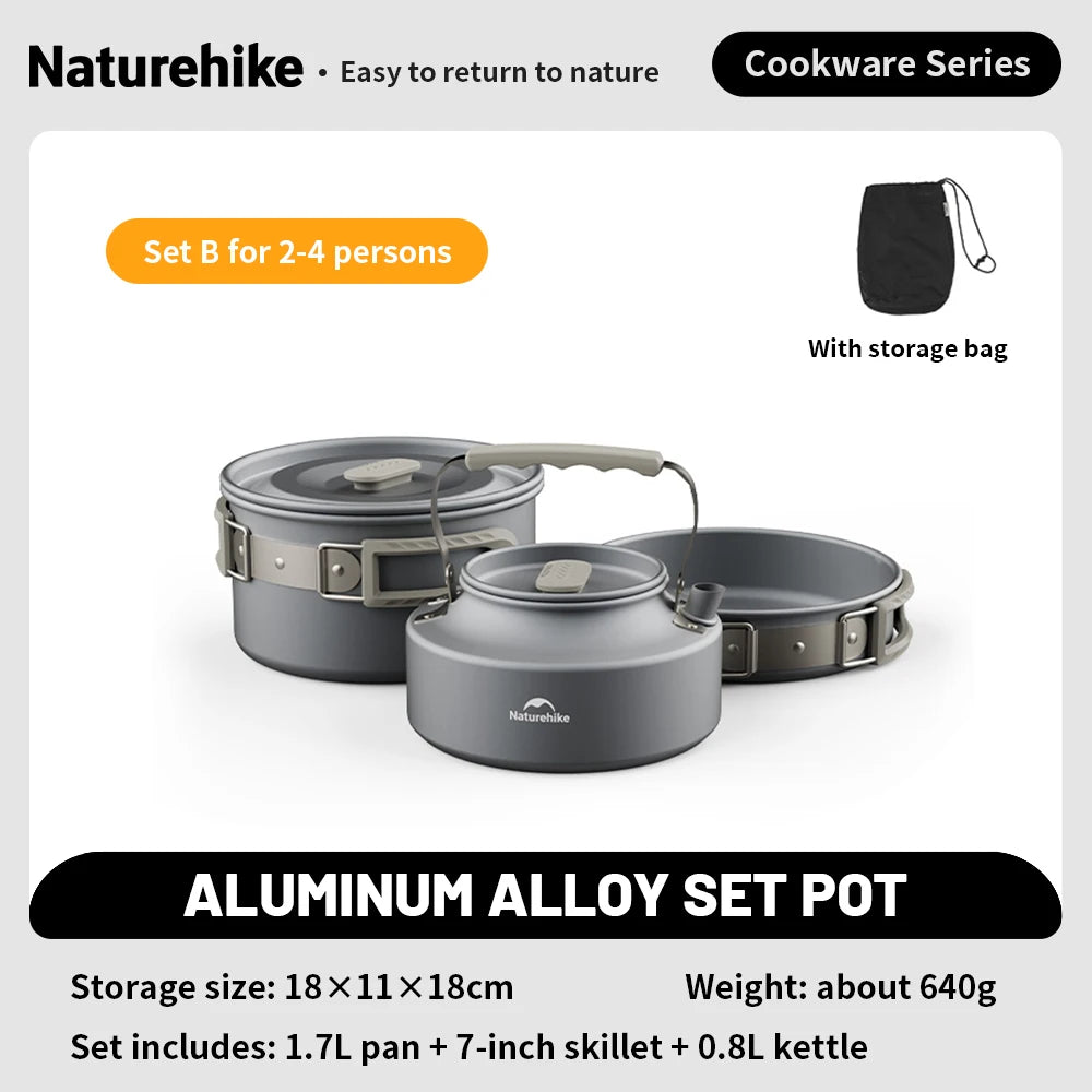 Portable Camping Cookware Set Outdoor Frying Pan Kettle Collapsible Picnic Tableware Kitchenware Furniture