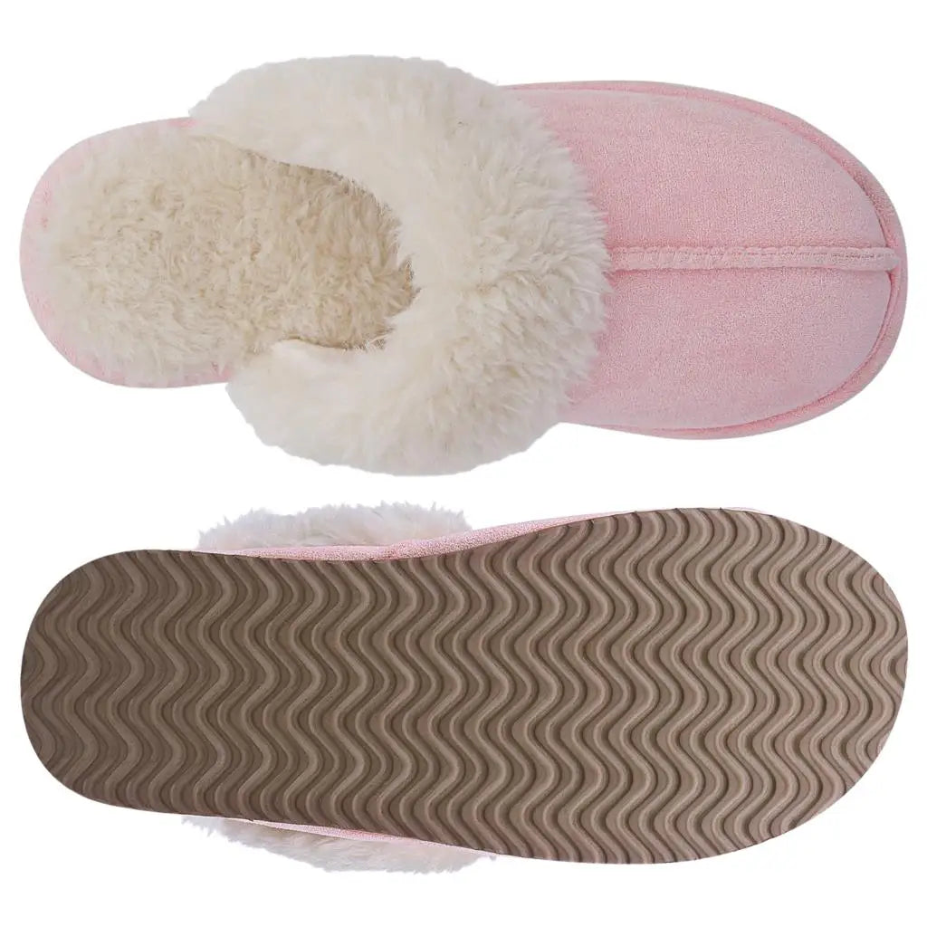Unisex Winter Fur Slippers Home Suede Mules Short Plush Slippers For Indoor Warm Cosy Fuzzy Flats Slides For Men & Women