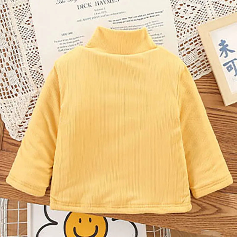 Kid's Winter Blouse 1-5Y Girls Padded Cotton Long Sleeve T-shirt Children's Thickening Warm Bottoming Shirt