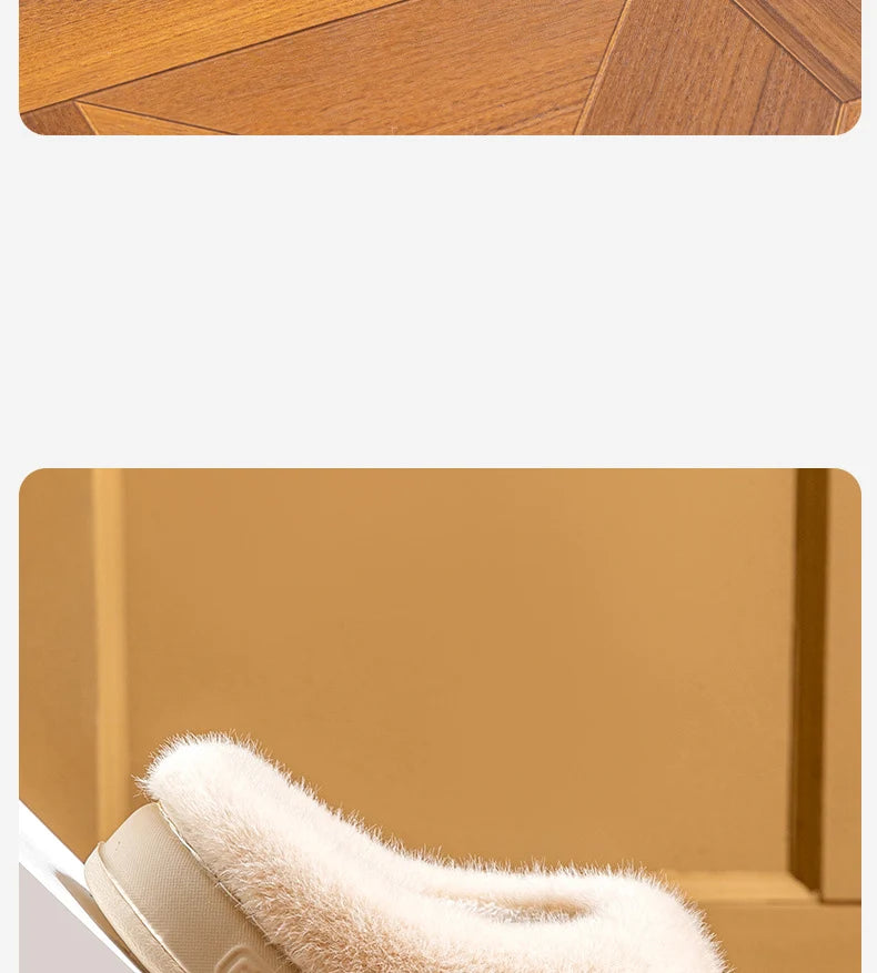 Women's Winter Warm Platform Cotton Plush Slippers Suitable As Fluffy House Footwear With Soft Sole Non-Slip Ladies' Shoe