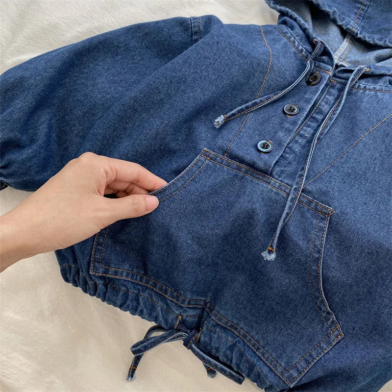 2025 Nieuwe lente kinderjas denim blauwe jas voor kinderen jongens meisjes casual stijl hoodie outfit 7-12 jaar unisex