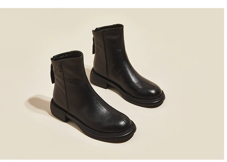 Women's Genuine Leather Female mother Ankle Boots Shoes Split Zipper Winter Fur Plush Warm Autumn Zapateos Mujer Platform