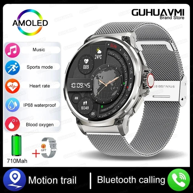 2025 GPS Track Smart Watch 1.85-Inch Ultra HD AMOLED Screen 710MAH Battery Bluetooth Call Smartwatch For Men - Compatible with HUAWEI & Xiaomi IOS