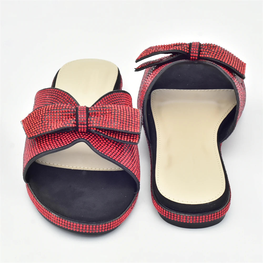 2025 Bling Crystal Bowknot Pumps Women Wedding Shoes Bride Elegant Low Heels Nigerian Women Pumps Shoe for Women Designer Luxury