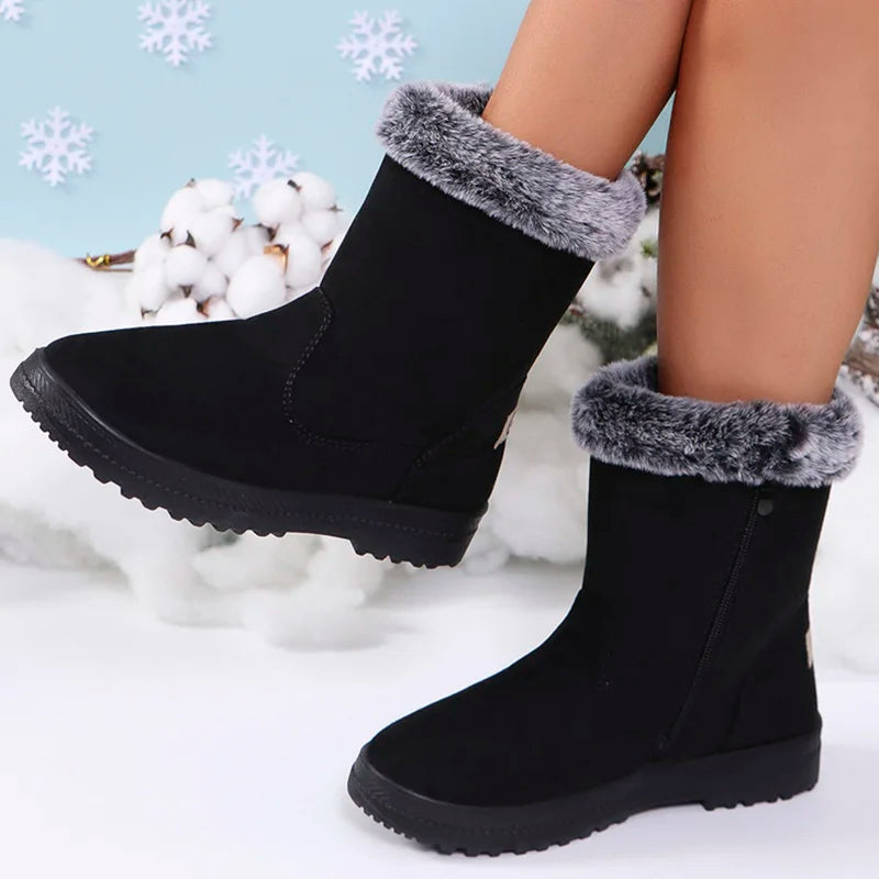 Winterlaarzen voor dames 2025 Trendschoenen Dames Platform Damesschoenen Platte Halfhoge Laarzen Platform Winterlaarzen voor dames Botas Mujer